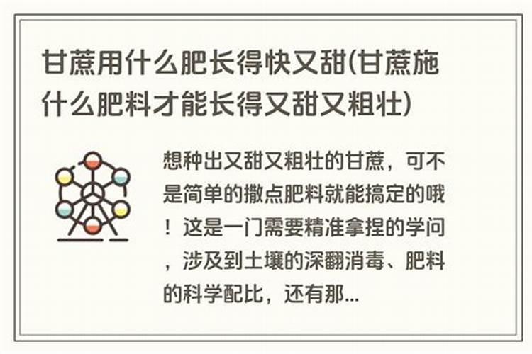 甘庶下什么肥才会甜？